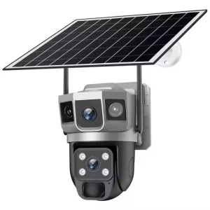 Cameră de Supraveghere Solară 4G Dual Lens – 4MP HD, Zoom Optic 10x, PTZ 355°, Aplicație V380, Baterie Integrată , Ideală pentru Exterior