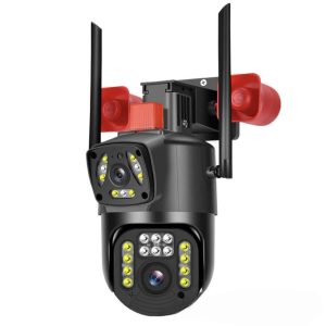 Cameră de Supraveghere Duală ST DUAL Pro 6MP – Ultra HD 2K, PTZ 355°, LED-uri Roșu/Albastru , Senzor Mișcare, Audio Bidirecțional, Wi-Fi, Exterior & Interior