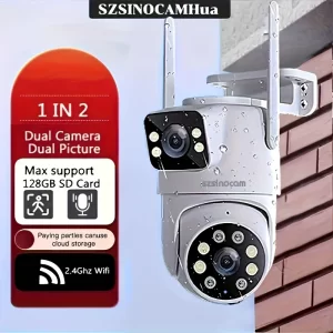 📷 Cameră inteligentă Wi-Fi 2K pentru exterior 🌙🎯 – dublu obiectiv rotativ 🔄, night-vision 🌌, detecție mișcare 🚨 și audio bidirecțional 🎙️🔊