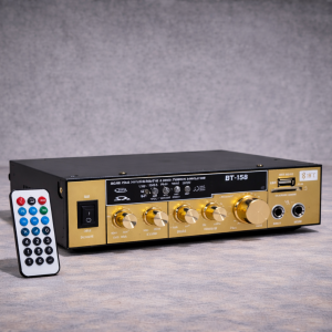 Amplificator audio Bluetooth BT-158 – 2 canale, USB, SD, radio FM și telecomandă inclusă – sunet puternic și conexiune wireless