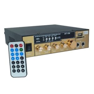 Amplificator audio Bluetooth BT-158 – 2 canale, USB, SD, radio FM și telecomandă inclusă – sunet puternic și conexiune wireless