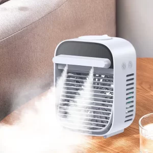 ❄️ Aparat portabil aer condiționat 3 în 1 🌬️💧 cu umidificator, lumină de veghe 🌙 și încărcare USB ⚡