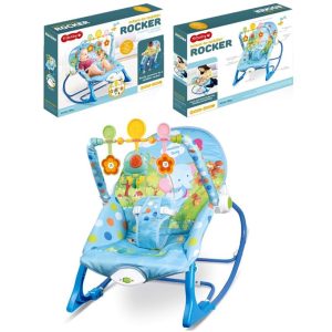Balansoar 2 in 1 pentru bebelusi Little Bird – cu vibrații, muzica și poziție reglabila, albastru