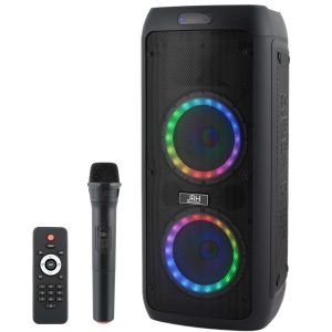Boxă portabilă JRH A2808 – 800W, Bluetooth, lumini RGB, microfon wireless și telecomandă – sunet puternic pentru karaoke și petreceri