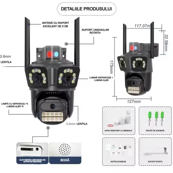 Cameră Supraveghere WiFi cu 3 Camere 2