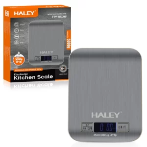 Cântar Digital de Bucătărie Haley HY-5016, Precizie de 1g, Platformă din Sticlă Temeperată, Funcție Tare, Design Modern și Ușor de Curățat