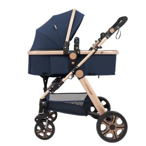 Carucior 2 in 1 Litle Bird cu suspensii – transformabil landou & sport, albastru premium