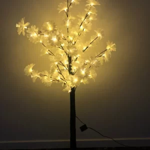 Copac Decorativ cu Flori Albe LED 150 cm – Lumină Caldă, Design Elegant pentru Casă și Grădină, Ideal pentru Crăciun și Evenimente Festive