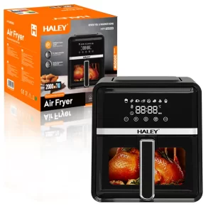 Friteuză cu Aer Cald Haley 7L – 2000W -2533, Gătire 360°, Touchscreen Holografic, Geam Transparent și 8 Programe pentru Gătit Sănătos Fără Ulei