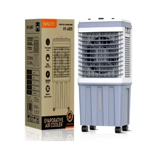 Răcitor de Aer Portabil Haley -6001– 2000W, Rezervor 25L, 3 Viteze, 2 Cutii de Gheață, Debit 6000 m³/h, Control Mecanic, Design Alb-Gri Modern