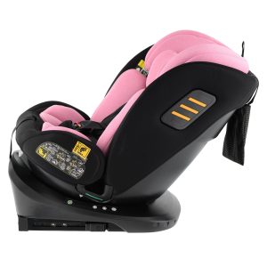 Scaun auto Little Bird 0-36 kg rotativ 360° cu ISOFIX și poziție de somn – roz pastel, siguranță și confort complet