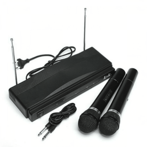 Set 2 microfoane wireless profesionale AT-306 – receptor UHF, autonomie mare și sunet clar pentru karaoke, evenimente și scene live