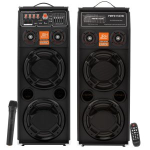 Set boxe active JRH-2321A 600W cu microfon wireless, Bluetooth, USB, SD, FM și telecomandă – sunet clar și puternic pentru karaoke și evenimente