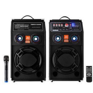 Set boxe active Bluetooth 500W EQ5 – microfon wireless, telecomandă, USB/SD/FM – sistem complet pentru karaoke, petreceri și evenimente