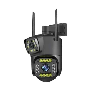 Cameră de supraveghere inteligentă IP Wi-Fi 4K Dual Lens, zoom optic 10X, detecție mișcare 360°, Night Vision, control din aplicație și carcasă rezistentă la apă