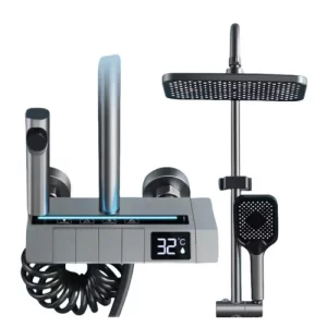 Set de duș Smart cu afișaj LED și control termostatic – 4 moduri de pulverizare, tehnologie cu aer, afișaj digital de temperatură și design modern premium