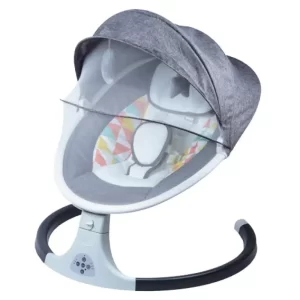 Leagan electric pentru bebelusi Little Bird – cu balans automat, telecomandă, Bluetooth, USB, jucării și plasă de protecție