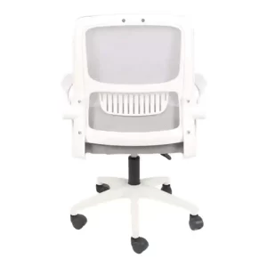 Scaun de birou ergonomic JRH Mesh – design modern alb-gri, spătar respirabil, suport lombar reglabil, șezut confortabil și mecanism de înclinare ajustabil