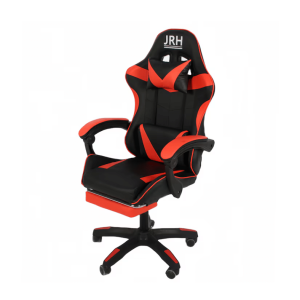 Scaun Gaming Profesional JRH King Size – cadru din oțel rezistent, piele sintetică premium, perne lombare și cervicale, spătar reglabil 135°, culoare roșie, suport până la 130 kg