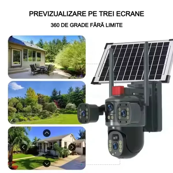 Cameră Supraveghere Solară cu 4 Camere-1