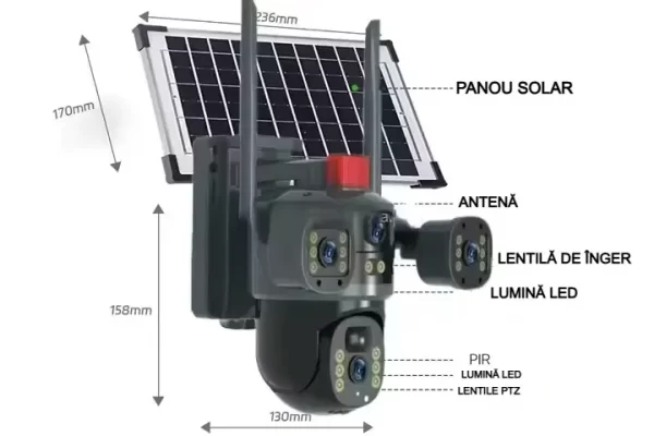 Cameră Supraveghere Solară cu 4 Camere At