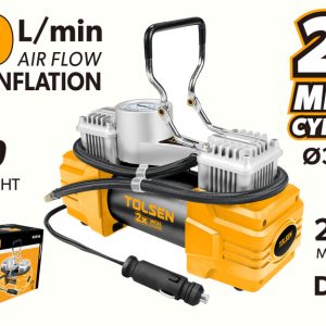 Compresor auto portabil 12V, 2 cilindri, 200W, 100 PSI, debit 40L/min, cu lanternă LED – Ideal pentru anvelope, biciclete și situații de urgență