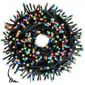 Instalație luminoasă 50m cu 480 LED-uri multicolor – cablu flexibil, lumini festive pentru exterior și interior