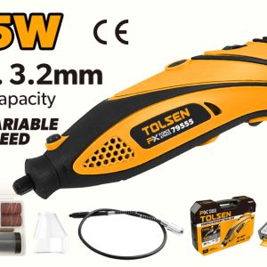 Mini polizor drept cu set 108 accesorii – 135W, 10.000–32.000 RPM, Tolsen FX Force Xpress 79555 – pentru șlefuire, tăiere și gravare