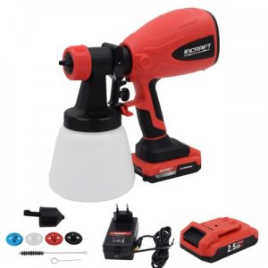 Pistol de vopsit fără fir 20V INCRAFT PGK-20V 🎨 Rezervor 800 ml 🚀 Debit 750 ml/min ⚙️ 4 duze incluse