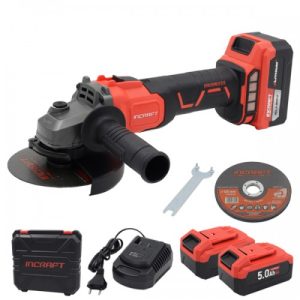 Polizor unghiular fără fir 20V INCRAFT GK-20V, disc 125 mm, motor brushless, 8500 rpm, 2 acumulatori 5Ah