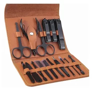 Trusă manichiură profesională 16 piese din oțel inoxidabil – set complet pentru îngrijirea unghiilor, manichiură & pedichiură, cu husă premium compactă