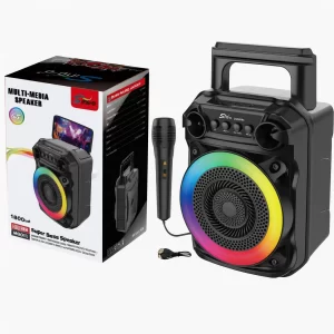 Boxă portabilă 6.5” Super Bass – microfon inclus, baterie 1800 mAh și lumini LED RGB, ideală pentru muzică și distracție