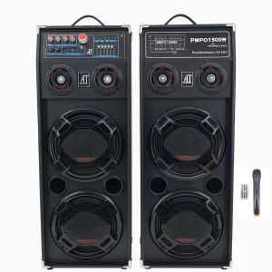 Boxe profesionale AT Performance – sistem audio 1500W cu Bluetooth, USB, Radio FM și microfon wireless, sunet puternic pentru petreceri și evenimente