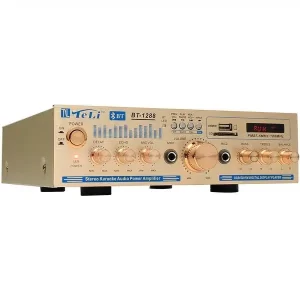 Amplificator BT1288 Bluetooth cu USB, SD Card și 2 Intrări Microfon – Amplificator Audio Stereo 100 W, Karaoke & Redare MP3