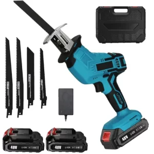 Mini Fierăstrău Tip Sabie Portabil 48V cu 2 Acumulatori Li-Ion – Fierăstrău Electric Compact pentru Tăieri Rapide și Precise