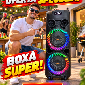 Boxă portabilă cu STICK cu 500 de melodii, microfon, telecomanda si Transport Gratuit